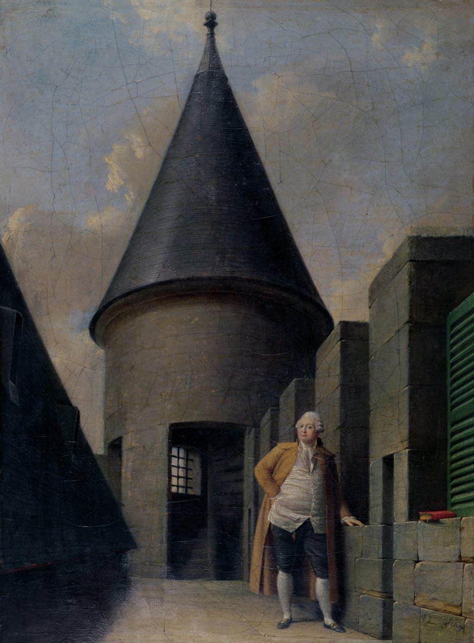 Ludvig XVI (1754-1793) vankilassa temppelissä, 1700-luvun lopulla tekijältä Jean Francois Garneray