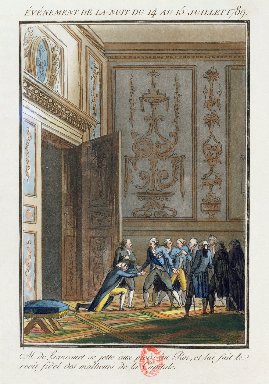 Monsieur de Liancourt (1747-1827) kertoi Ludvig XVI:lle (1754-93) Versailles