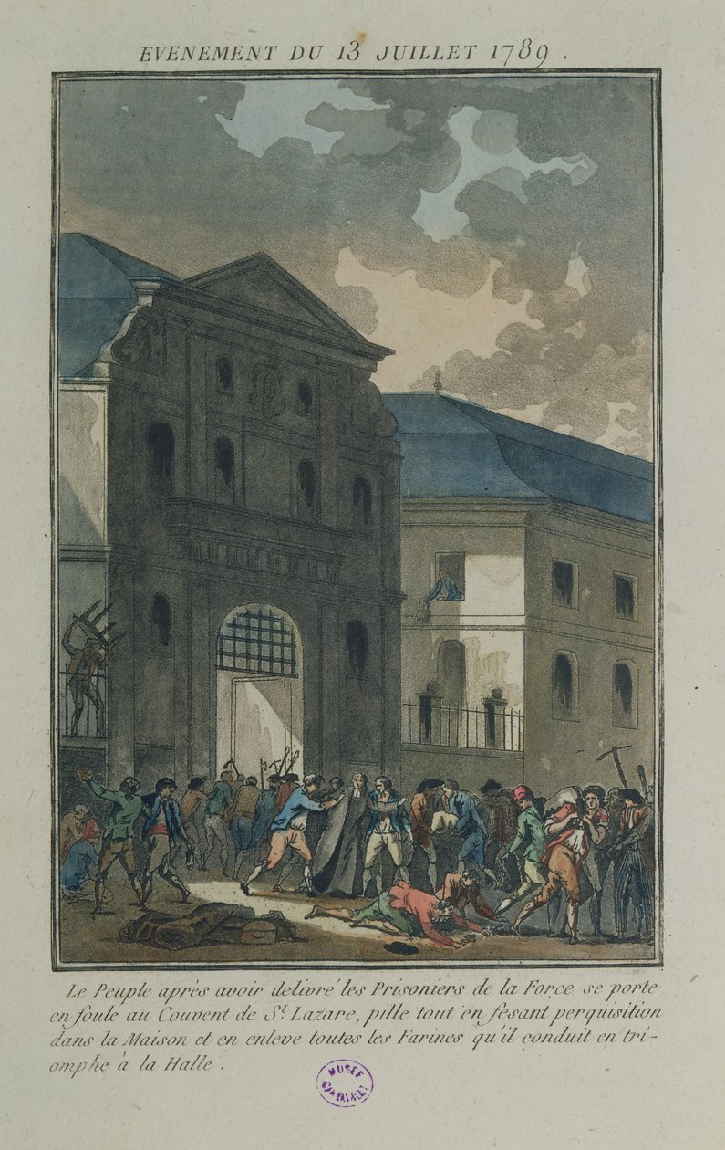 Saint-Lazaren luostarin ryöstö, 13. heinäkuuta 1789 (akvatinta) tekijältä Jean Francois Janinet