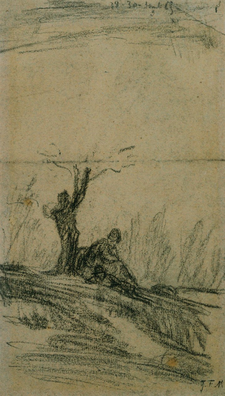Hahmo istuu puun alla tekijältä Jean Francois Millet