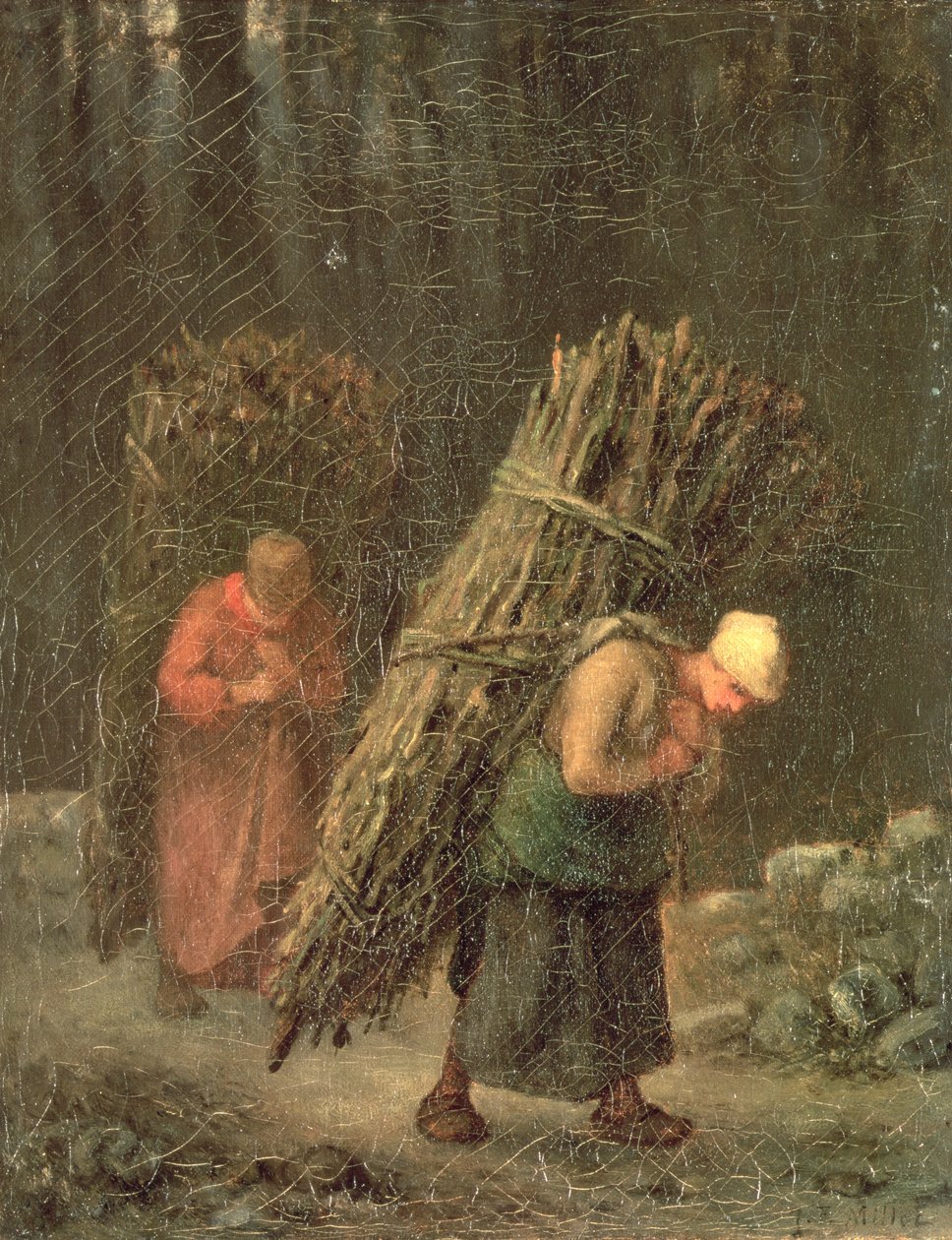 Talonpoikanaiset pensaiden kanssa, n. 1858 tekijältä Jean Francois Millet