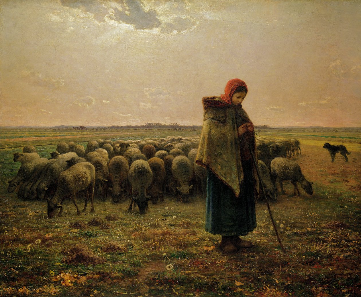 Paimentar laumansa kanssa, 1863 tekijältä Jean Francois Millet