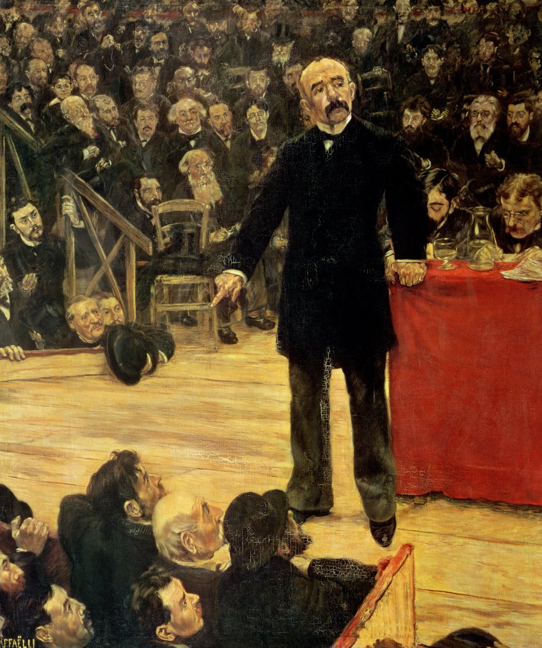 Georges Clemenceau (1841-1929) pitämässä puhetta Cirque Fernandossa, 1883 tekijältä Jean Francois Raffaelli