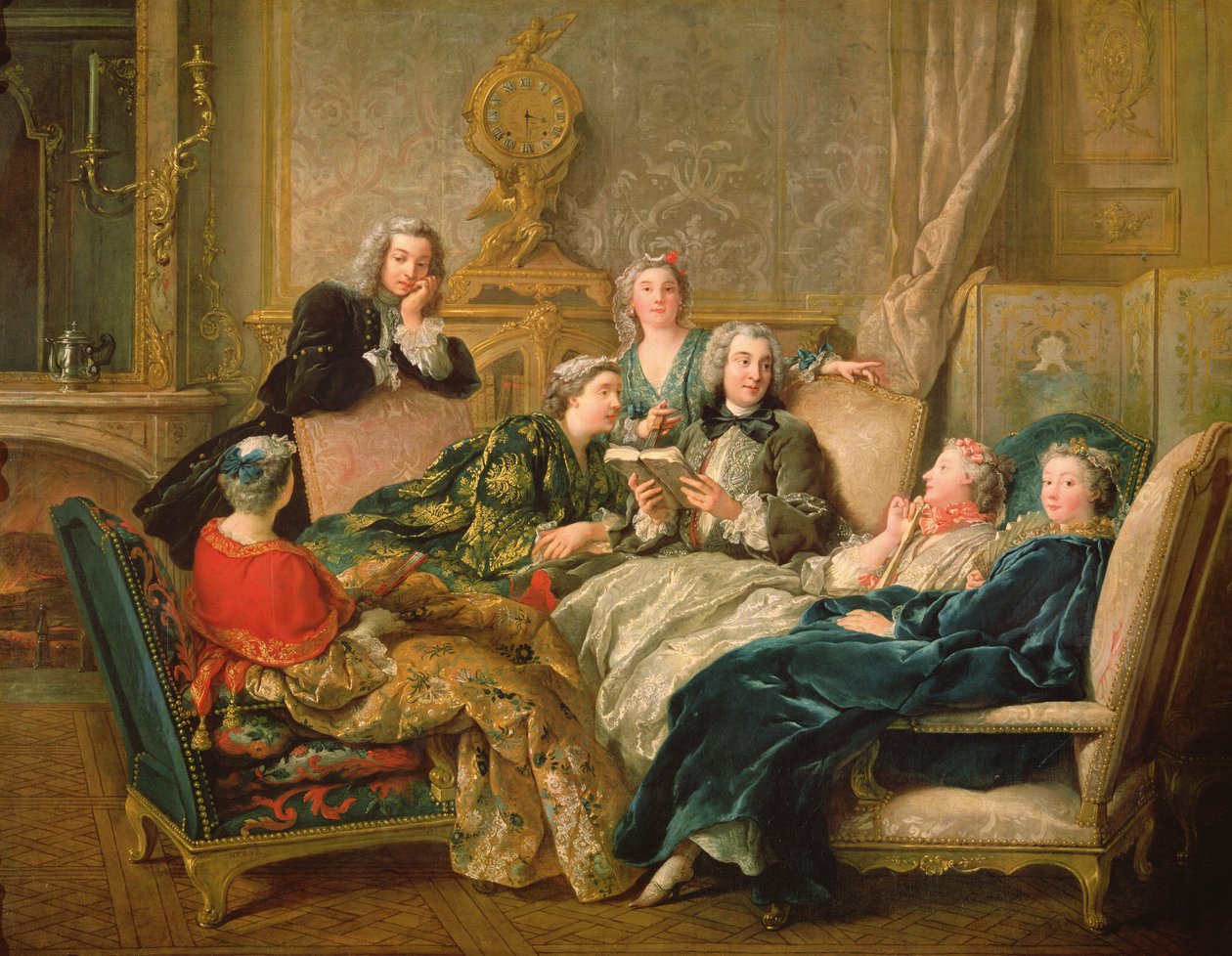 Molieren lukema, n. 1730 tekijältä Jean François de Troy