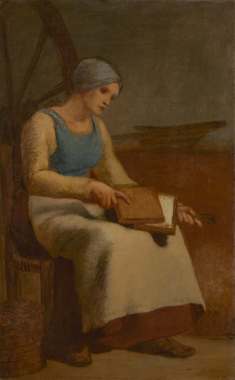 Nainen Carding Villa tekijältä Jean Francois Millet