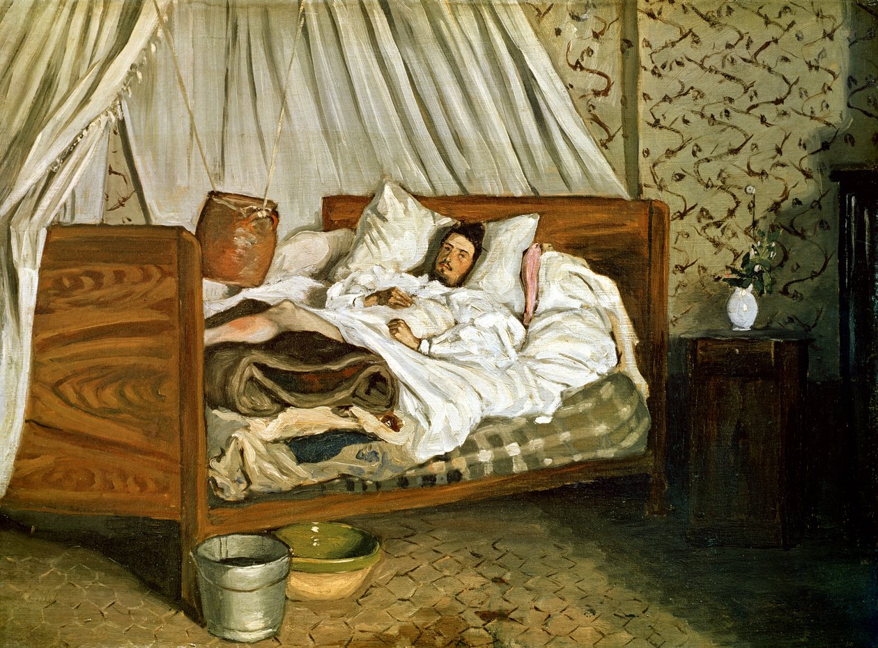 Improvisoitu ambulanssi, taidemaalari Monet haavoittui Chailly-en-Bieressa, 1865 tekijältä Jean Frederic Bazille