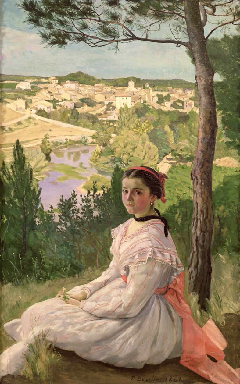 Näkymä kylään, Castelnau, 1868 tekijältä Jean Frederic Bazille