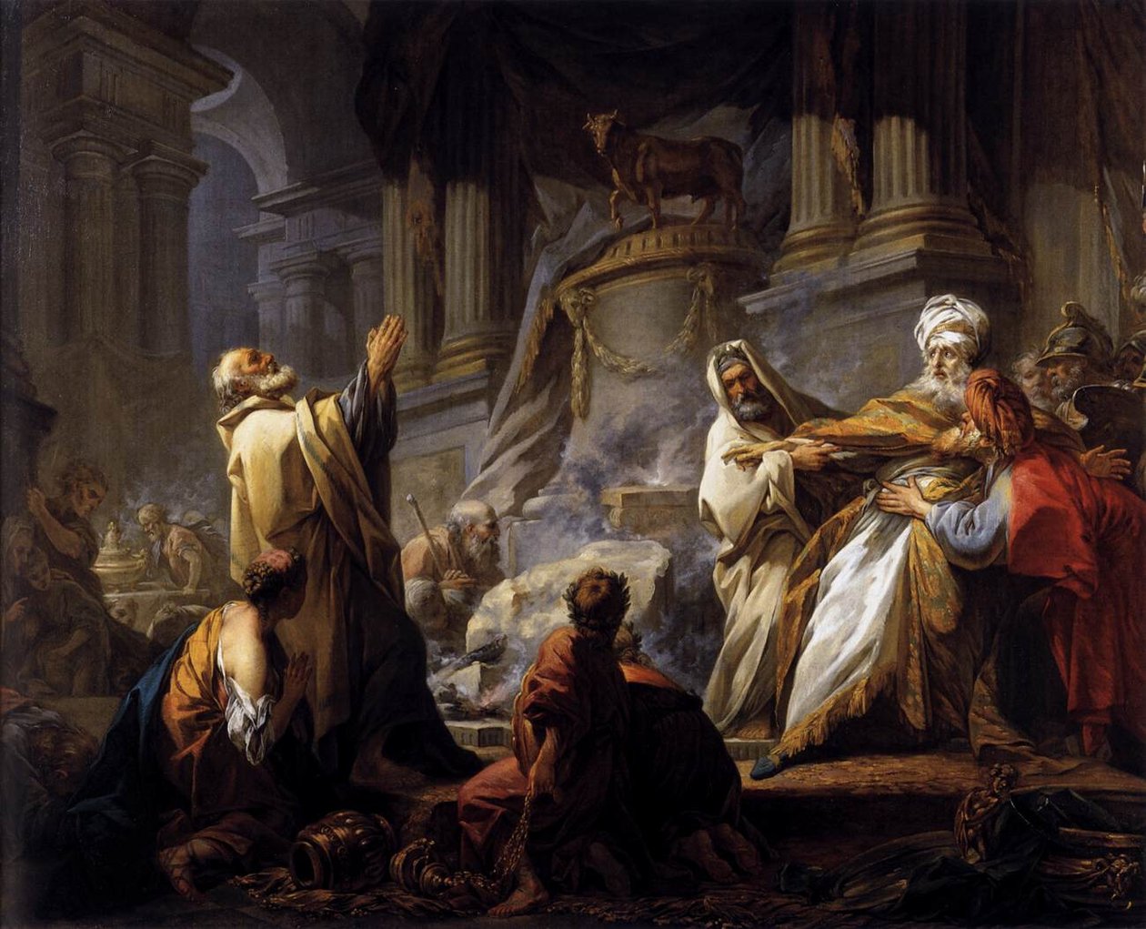 Jerobeam uhrasi uhrin epäjumalan puolesta tekijältä Jean Honore Fragonard
