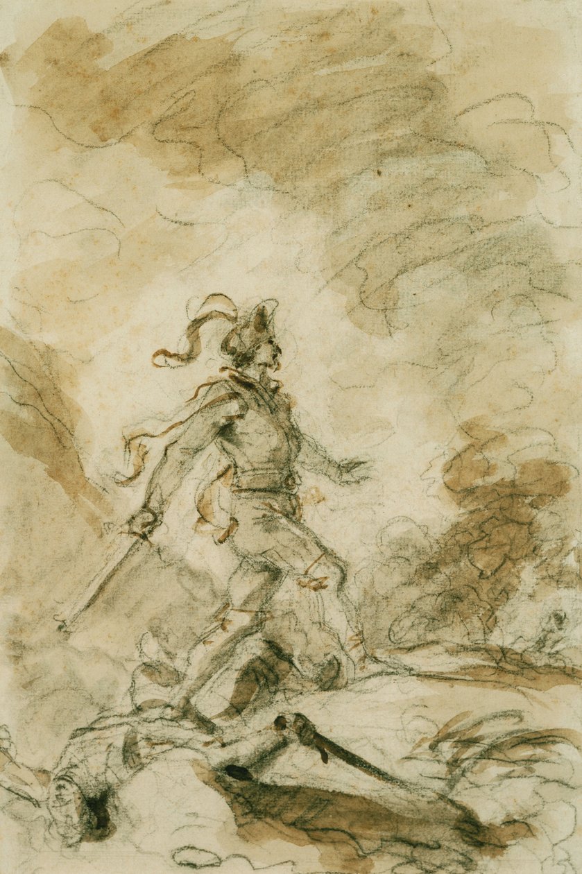 Odorico tappaa Corebon ja asettuu Isabellan takaa tekijältä Jean Honore Fragonard