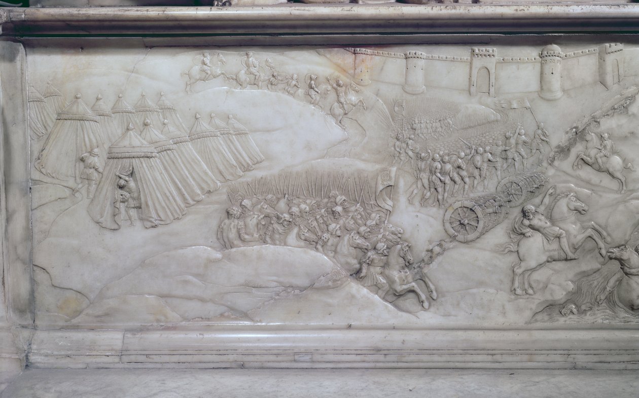 Agnadellon taistelu, 14. toukokuuta 1509, yksityiskohta Ludvig XII:n ja Bretagnen Annen haudasta, 1515 (marmori). tekijältä Jean I Juste