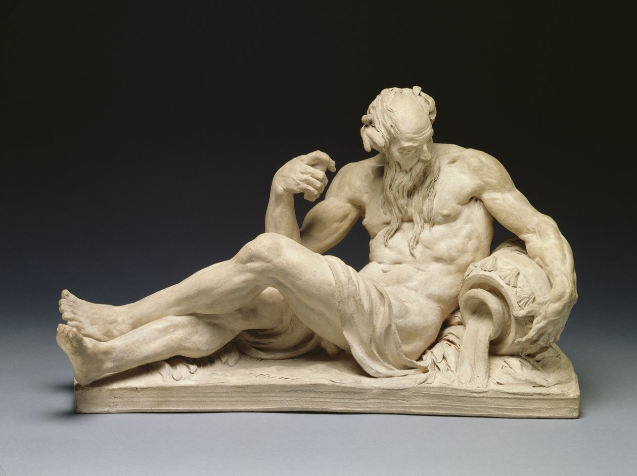 River God (edestä) n. 1755 (terrakotta) (katso takaa katso 66077) tekijältä Jean Jacques Caffieri
