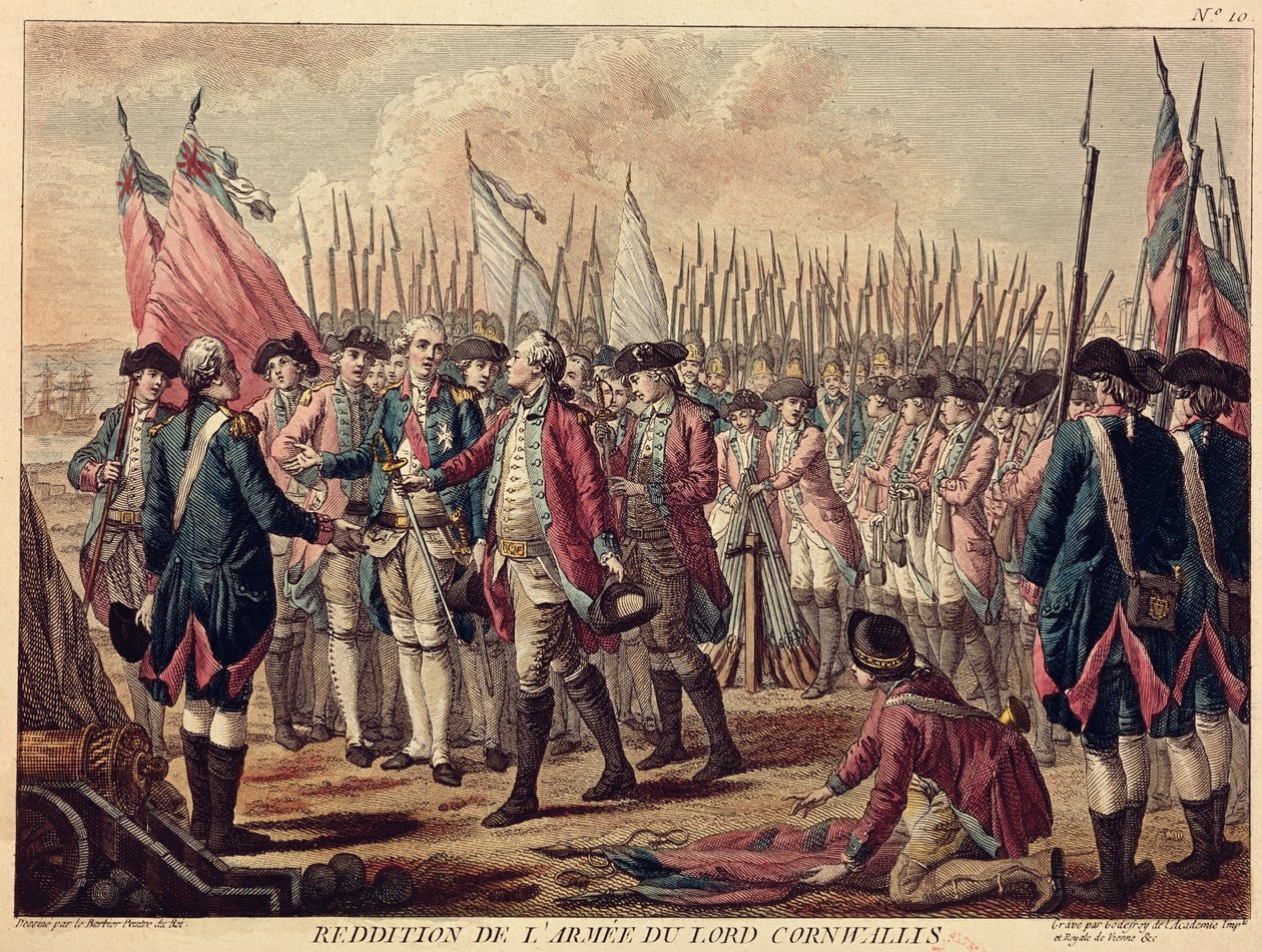 Yorktownin antautuminen, 17. lokakuuta 1781 tekijältä Jean Jacques Francois Le Barbier
