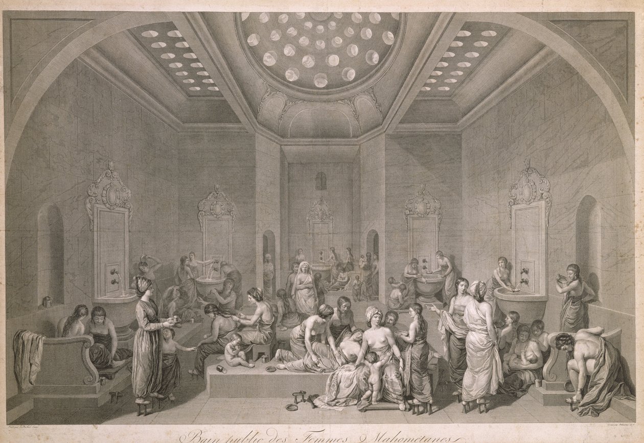 Mahommedan naisten julkinen kylpylä, kaivertaja Robert Delaunay (1749-1814). tekijältä Jean Jacques Francois Lebarbier