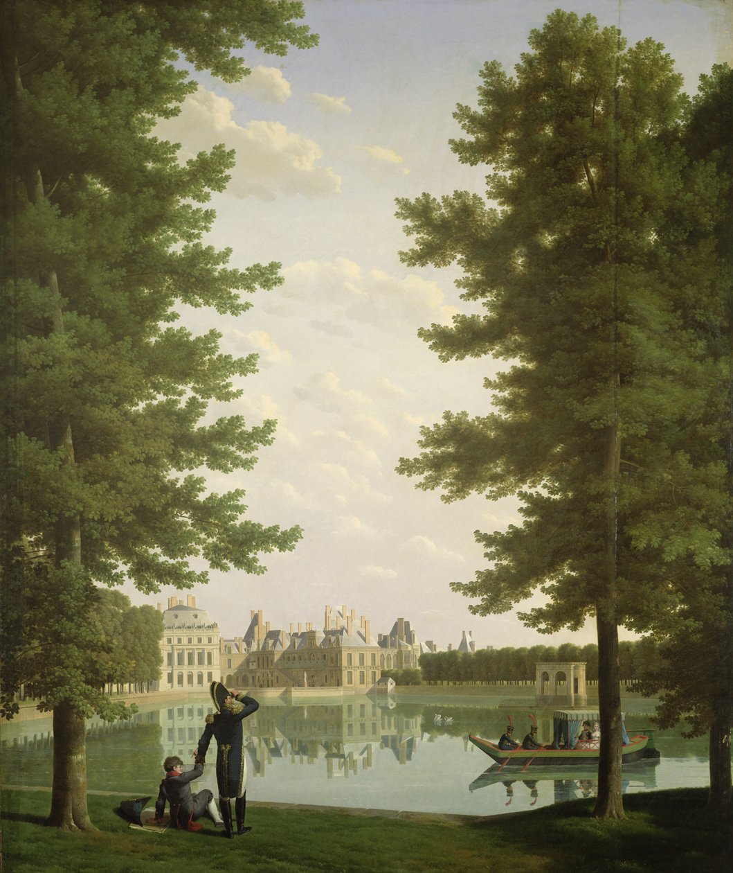 Napoleon I (1769-1821) ja Marie-Louise (1791-1847) Fontainebleaun karppilammikolla, 1810 tekijältä Jean Joseph and Boilly, Louis Bidauld
