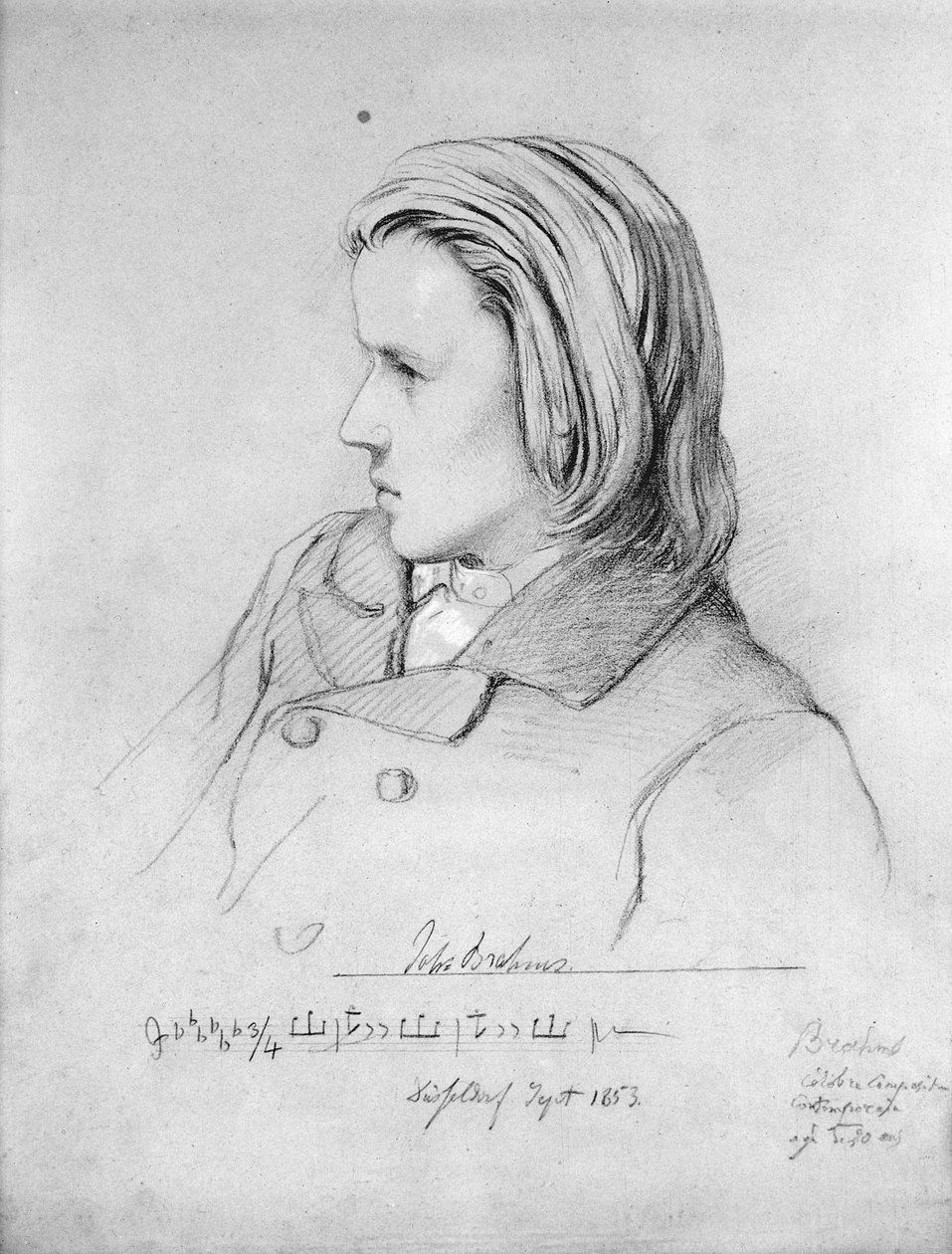 Johannes Brahms (1833-97) 20-vuotias, 1853 tekijältä Jean Joseph Bonaventure Laurens