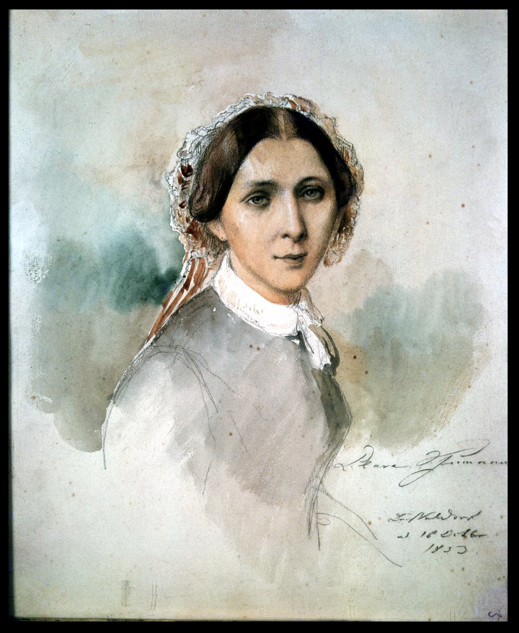 Clara Schumannin (1819-1896) muotokuva 1853 tekijältä Jean Joseph Bonaventure Laurens