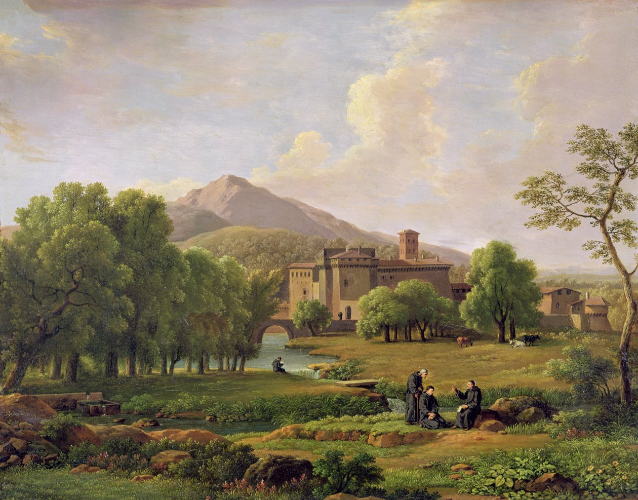 Näkymä Grottaferratan luostarille, 1844 tekijältä Jean Joseph Xavier Bidauld