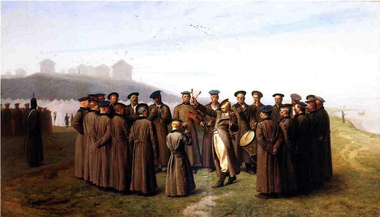 Venäläiset sotilaat rentoutuvat, 1855 tekijältä Jean Leon Gerome