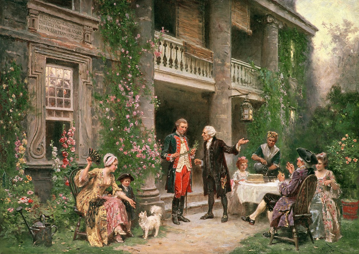 George Washington vierailee Bartramin puutarhassa vuonna 1787, maalattu 1900 tekijältä Jean Leon Gerome Ferris