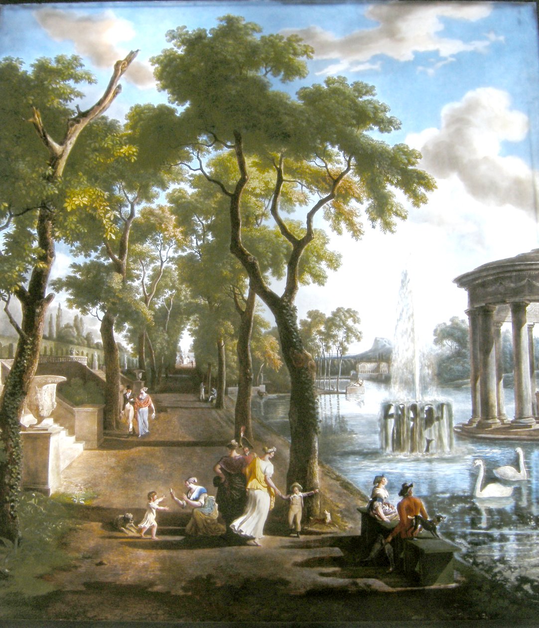 Kuvitteellinen maisema, Dihlin tehdas, 1806 (öljy lasille) tekijältä Jean Louis De Marne
