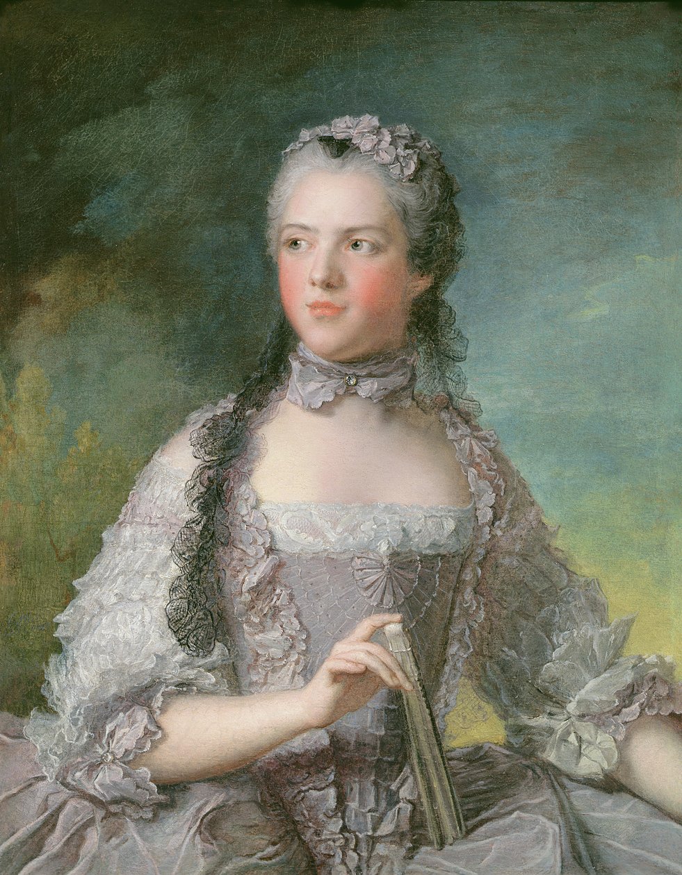 Muotokuva Adelaide de Francesta (1732-1800) tuulettimen kanssa, 1749 tekijältä Jean Marc Nattier