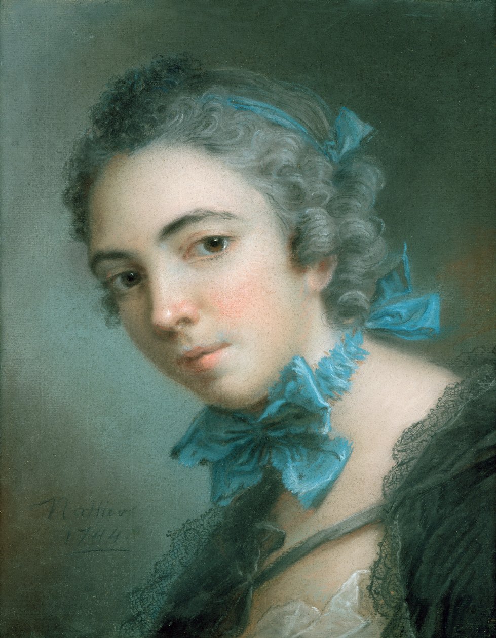 Nuori tyttö, 1744 (pastelli paperille) tekijältä Jean Marc Nattier