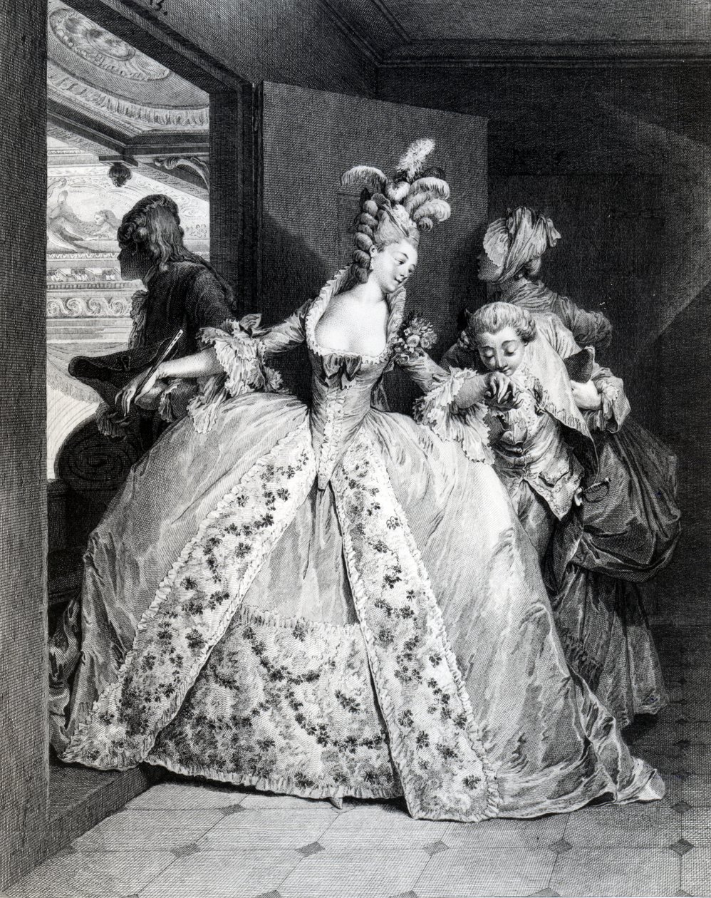 Jäähyväiset, kaiverrus Robert Delaunay, 1777 tekijältä Jean Michel the Younger Moreau