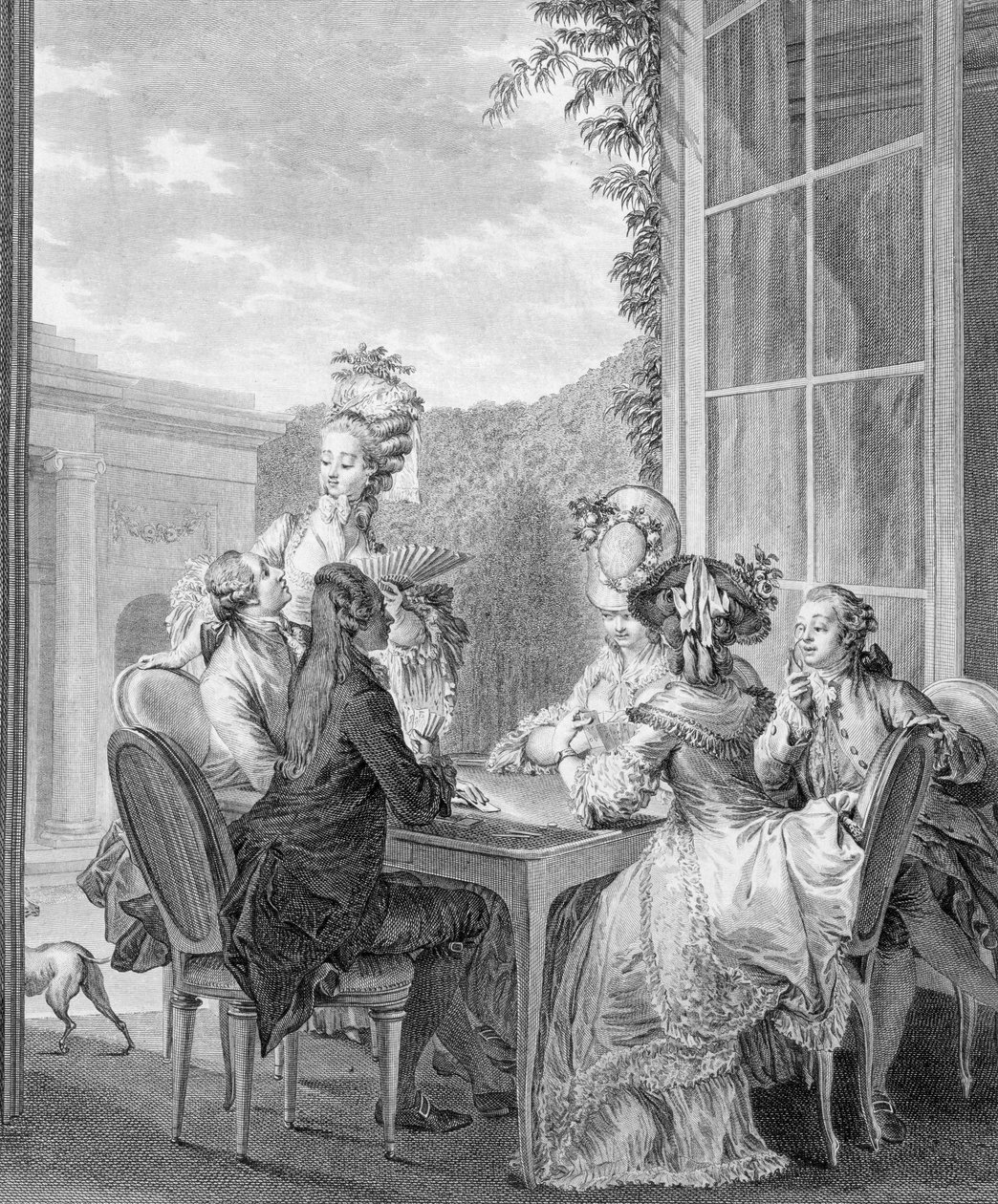 Jean Dambrunin (1741-c.1808) kaiverrama Whist Party, 1783. tekijältä Jean Michel the Younger Moreau