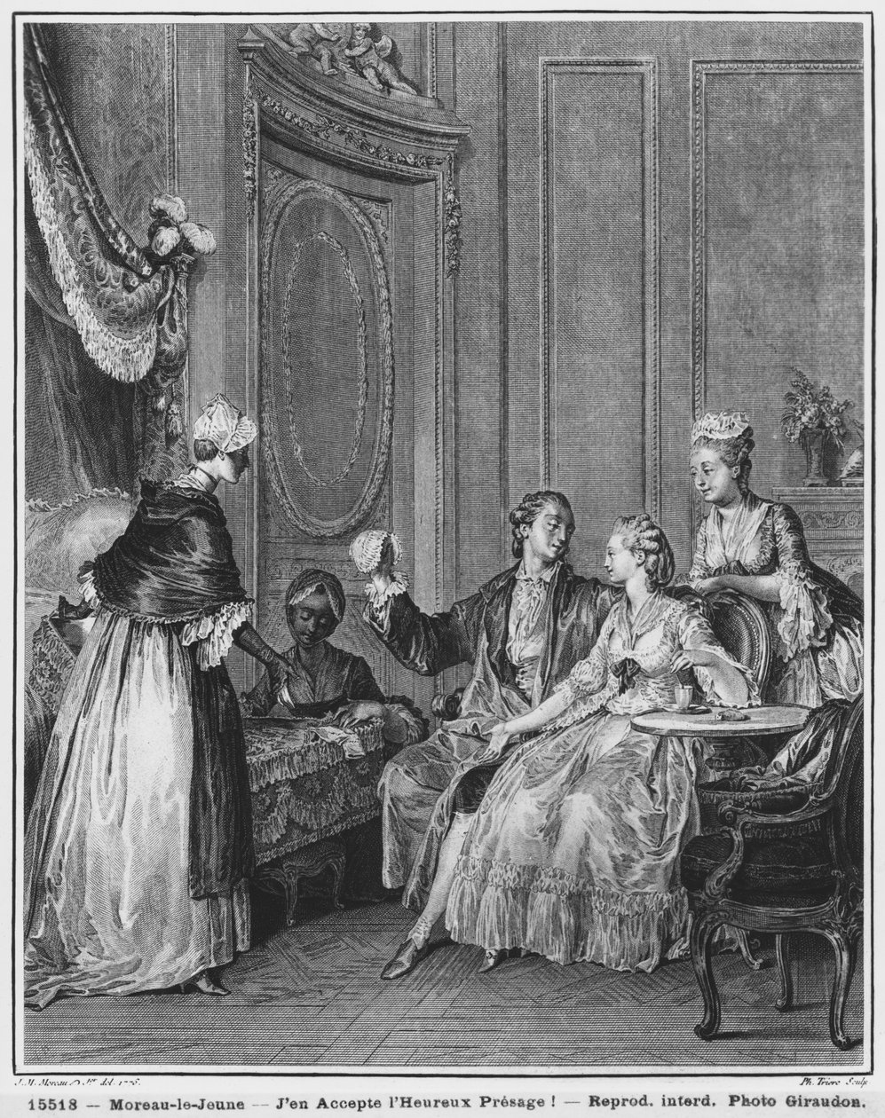 Hyvä enne, kaivertaja Philippe Triere (1759-1815) 1776. tekijältä Jean Michel the Younger Moreau