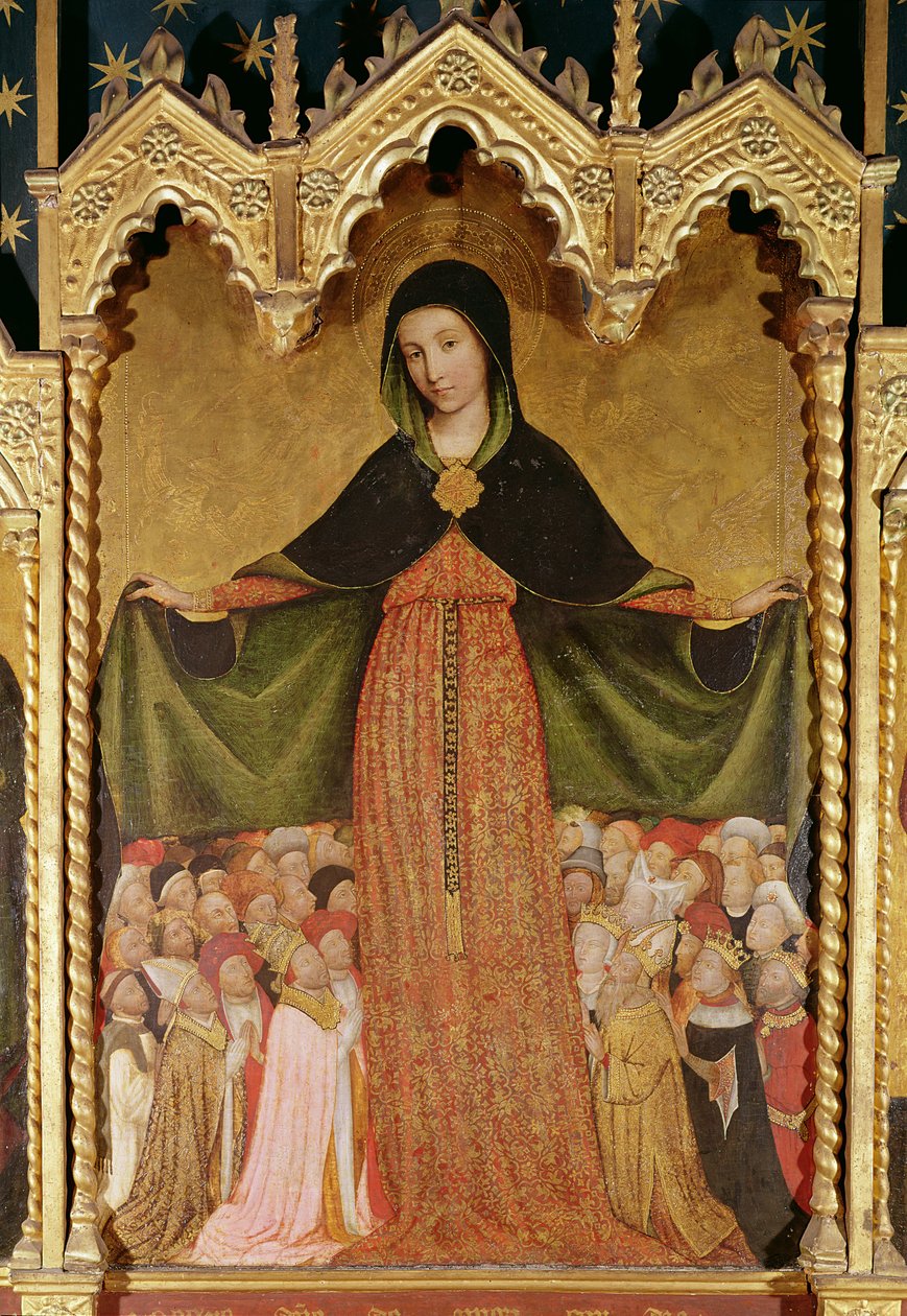 Virgin of Mercy, yksityiskohta keskipaneelista, n. 1429 (tempera paneelissa) tekijältä Jean Mirailhet