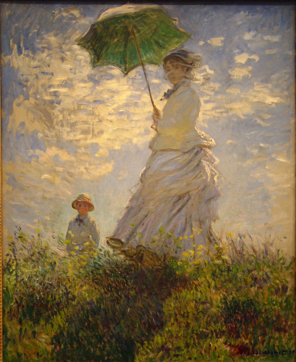 Nainen päivänvarjon kanssa tekijältä Jean Monet