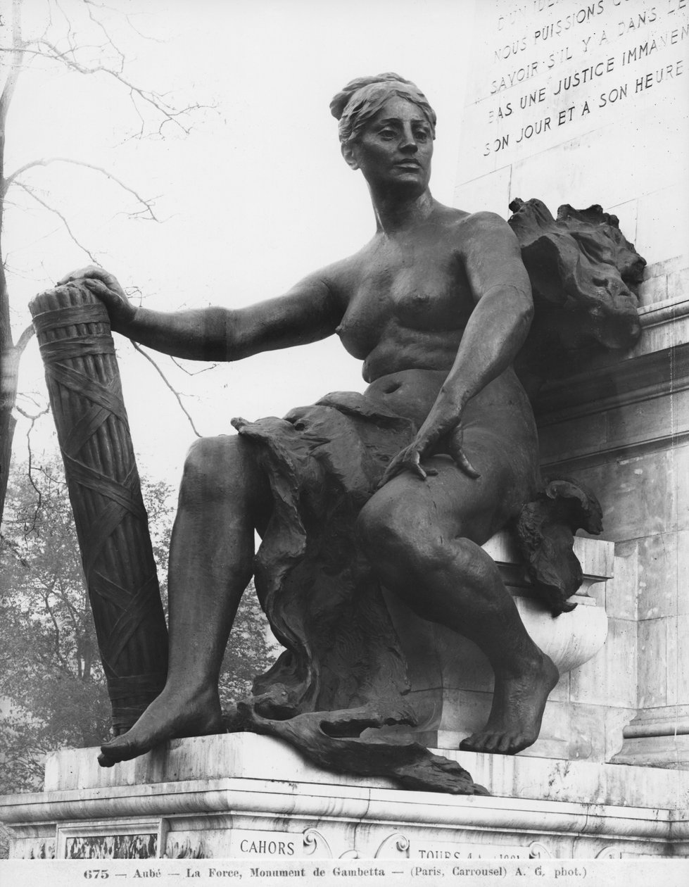 Leon Gambettan muistomerkki, Force, cour Napoleon, Louvre, 1888 (yksityiskohta) (katso myös 346101-346103) (pronssi ja kivi) tekijältä Jean Paul Aube