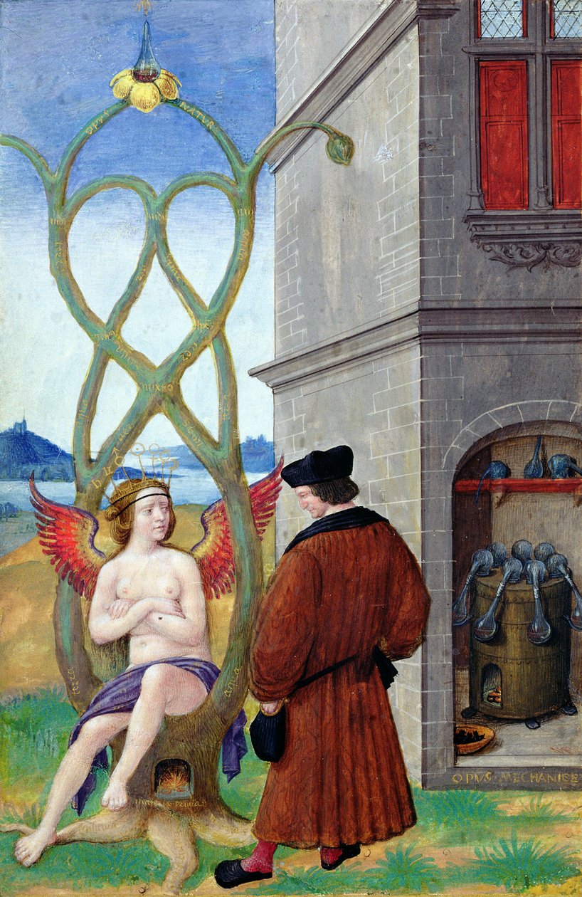 Alkemistin ja luonnon välinen vuoropuhelu, 1516 tekijältä Jean Perreal