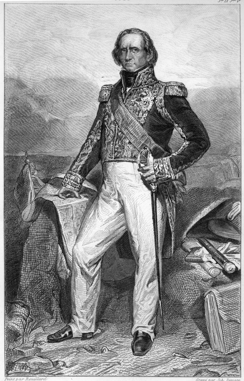 Muotokuva Nicolas Jean-de-Dieu Soultista (1769-1851) Duc de Dalmatie, Ranskan marsalkka ja pääministeri tekijältä Jean Sebastien Rouillard