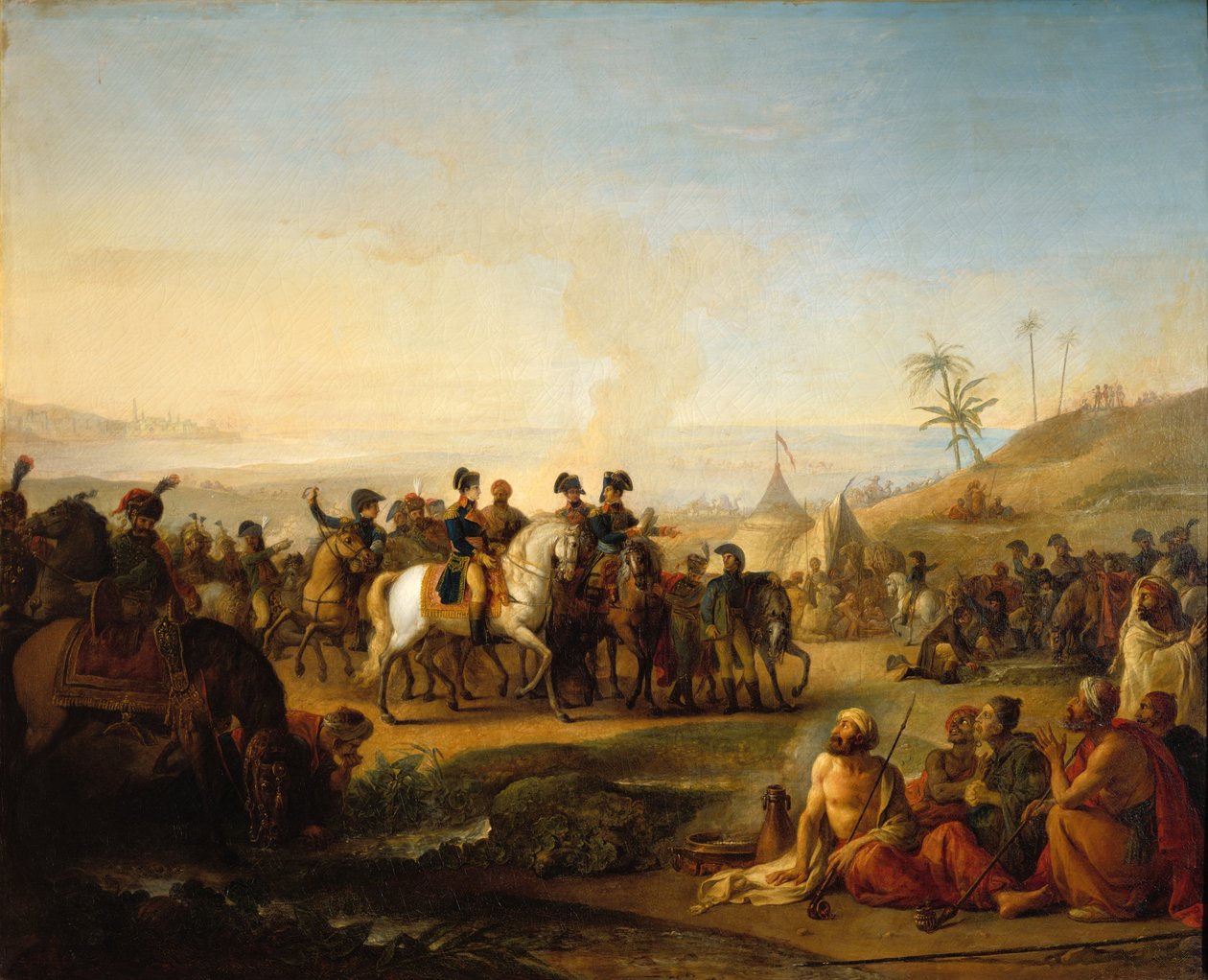 Kenraali Bonaparte vierailemassa Mooseksen suihkulähteillä Siinain lähellä 28. joulukuuta 1798 tekijältä Jean Simon Berthelemy