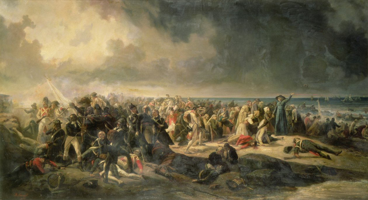 Kohtaus laskeutumisesta Quiberonissa vuosina 1795, 1850 tekijältä Jean Sorieul