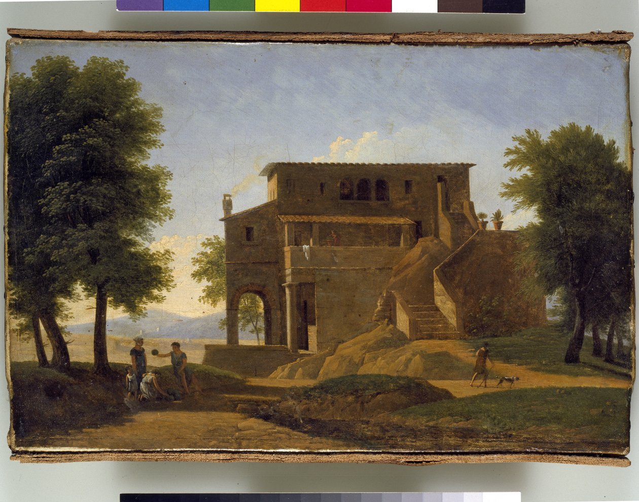 Italialainen huvila hahmojen kanssa, 1800-luku tekijältä Jean Victor Bertin