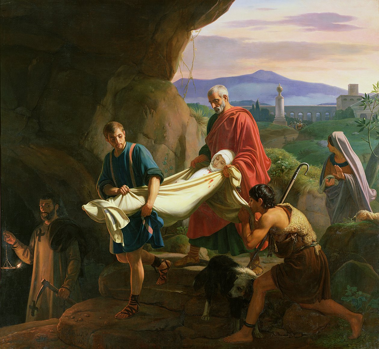 Nuoren marttyyrin hautajaiset Rooman katakombeissa, 1847 tekijältä Jean Victor Schnetz