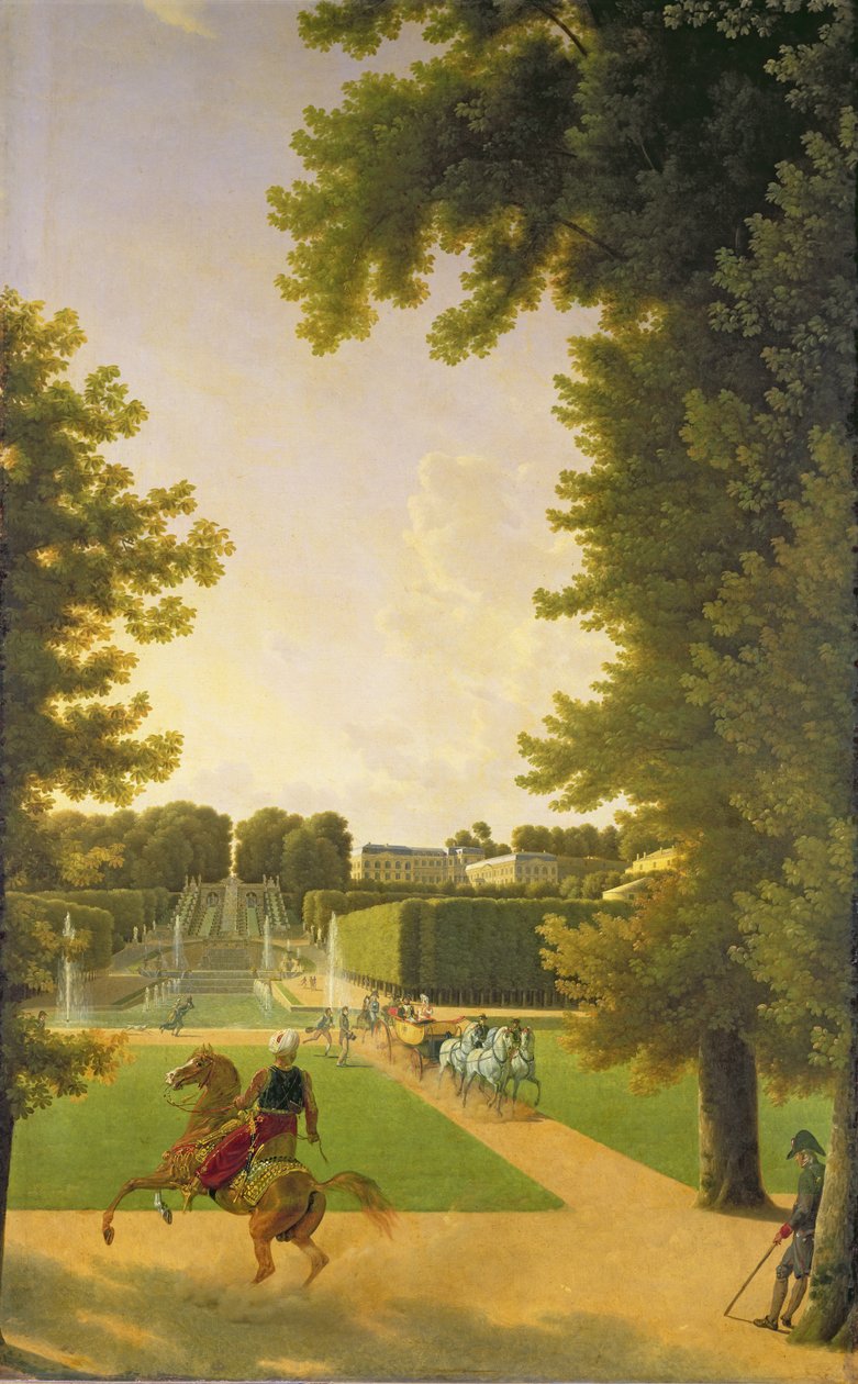 Napoleon I:n (1769-1821) ja Marie-Louisen (1791-1847) rantakatu Parc de Saint-Cloudissa vuonna 1810 tekijältä Jean Joseph Xavier Bidauld