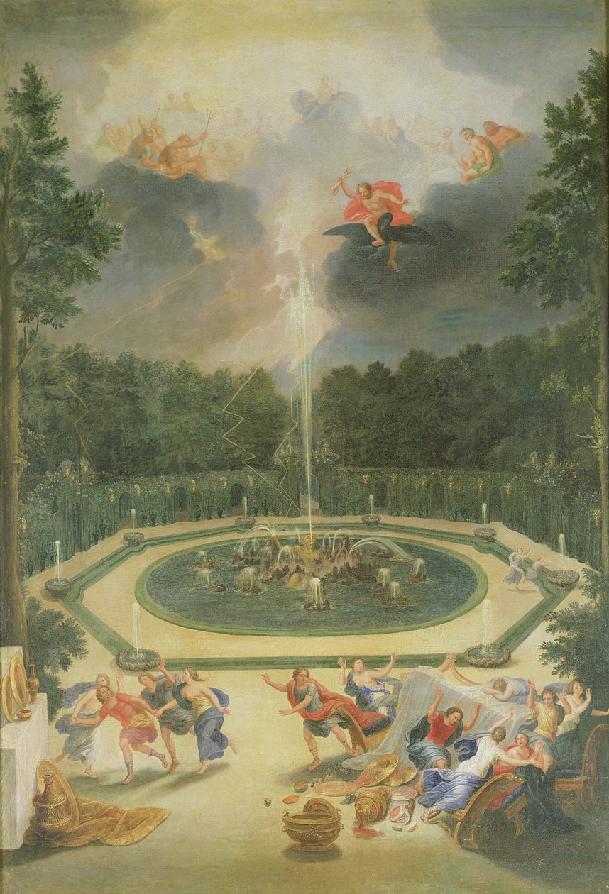 Versaillesin lehdot. Näkymä Enceladus-suihkulähteelle ja Lycaonin juhlaan tekijältä Jean the Younger Cotelle