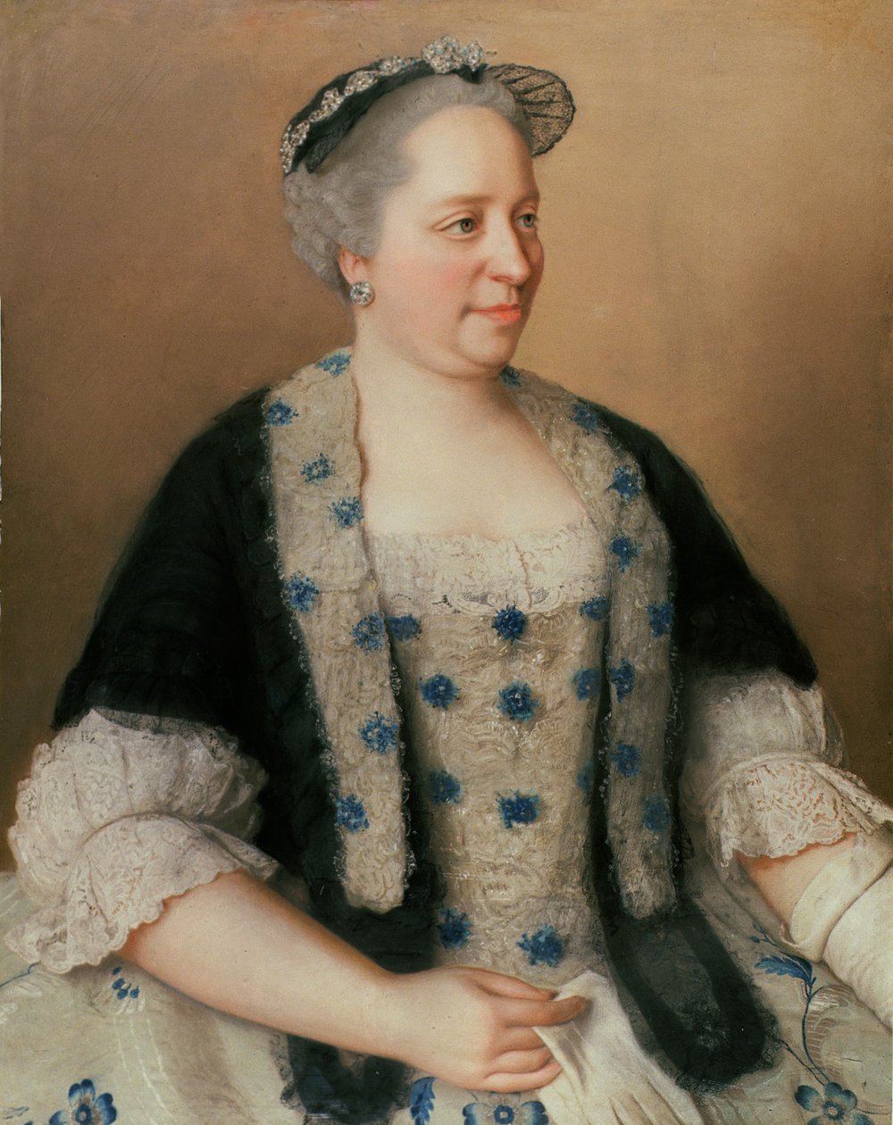 Keisarinna Maria Teresan (1717-80) muotokuva (pastelli paperille) tekijältä Jean Étienne Liotard
