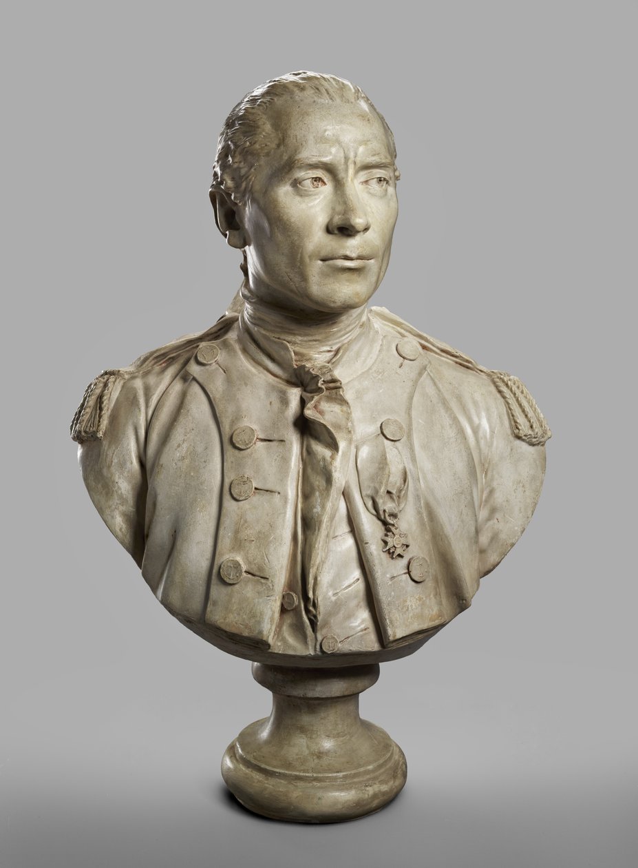John Paul Jonesin muotokuva, mallinnettu 1780, valettu 1787-89 (kipsi terrakottamaalilla) tekijältä Jean Antoine Houdon
