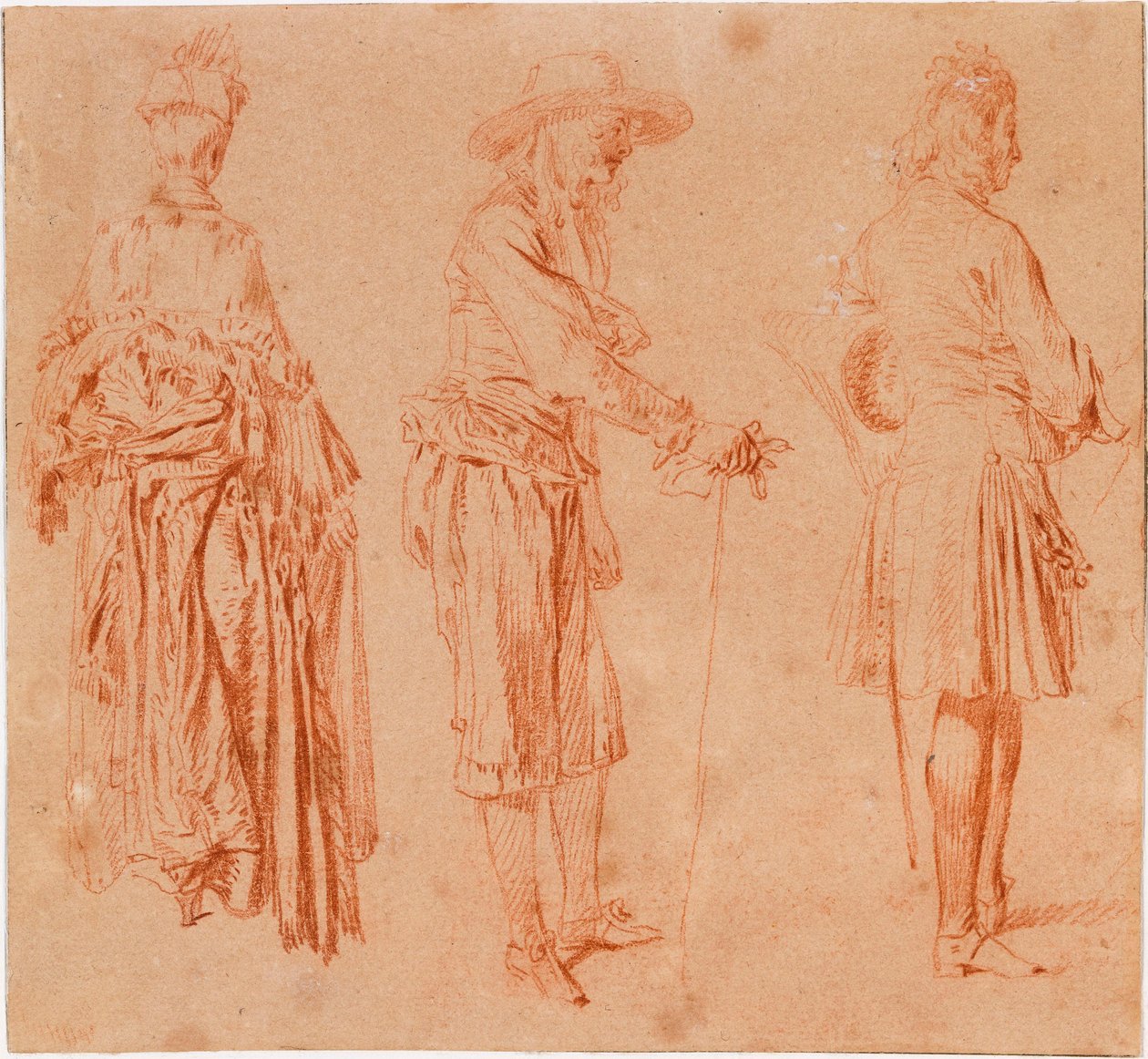Eine Dame und zwei Herren tekijältä Jean-Antoine Watteau