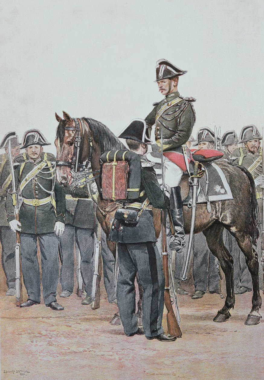 Santarmi täydessä virkapuvussa, 1887 (värikaiverrus). tekijältä Jean Baptiste Edouard Detaille