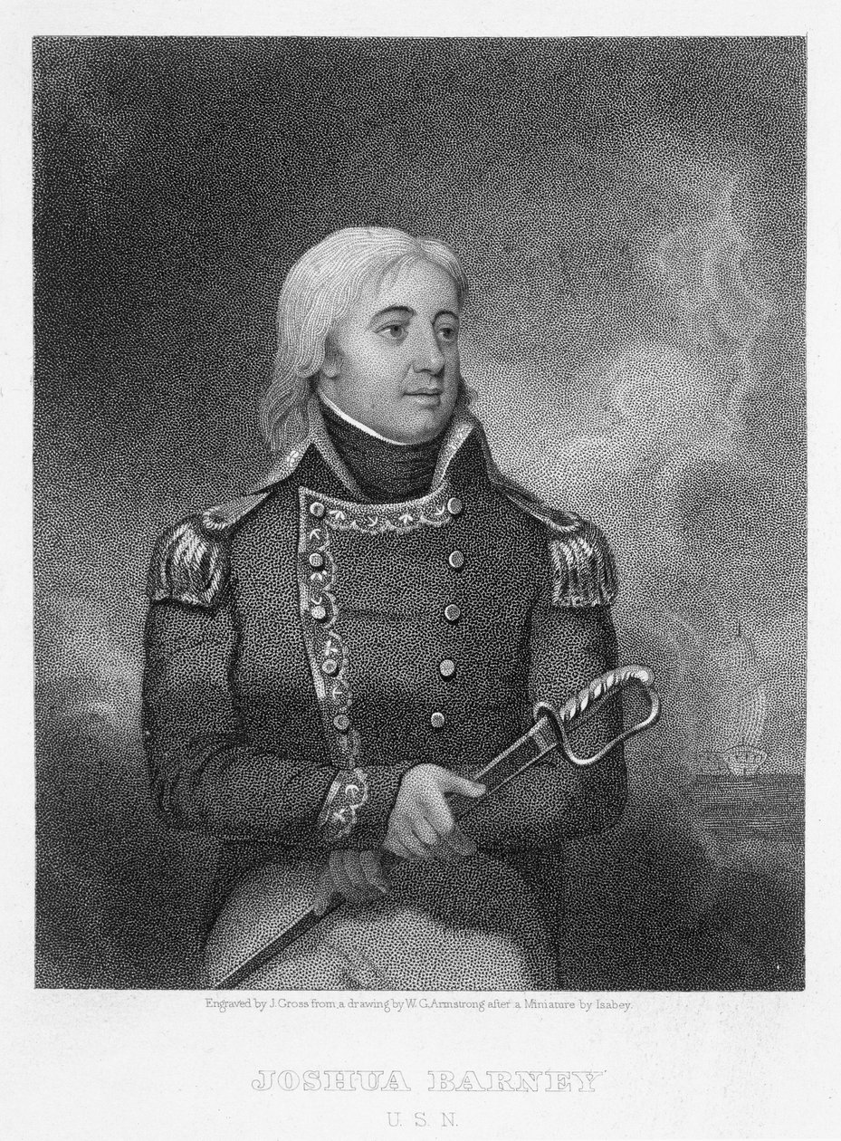 Joshua Barney (1759-1818), kaivertanut J. Gross William G. Armstrongin (1823-90) alkuperäisen miniatyyrin kopion jälkeen tekijältä Jean Baptiste Isabey
