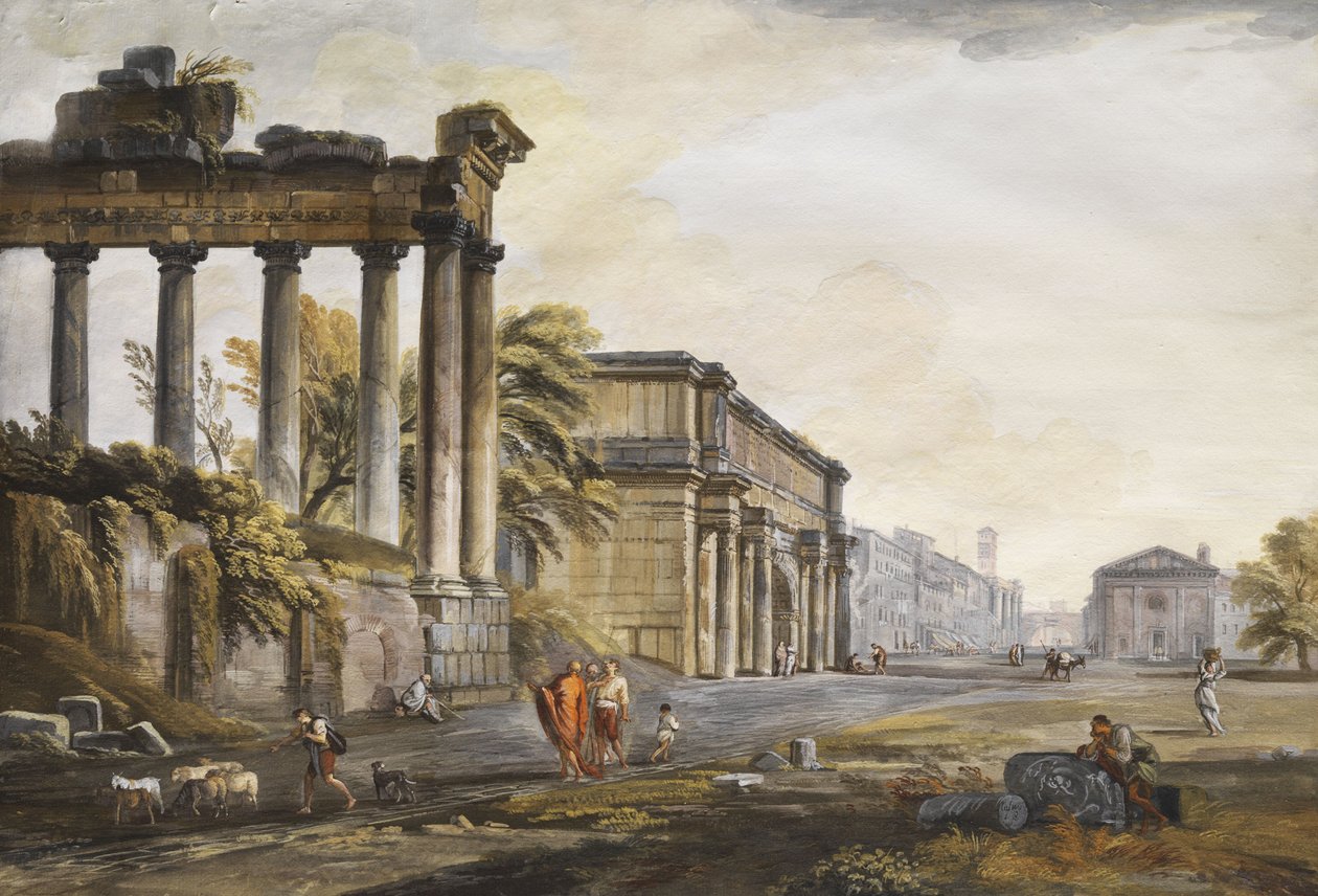 Capriccio mit Ruinenarchitektur tekijältä Jean Baptiste Lallemand