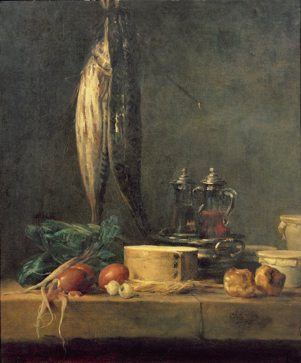Asetelma kalojen kanssa tekijältä Jean Baptiste Simeon Chardin
