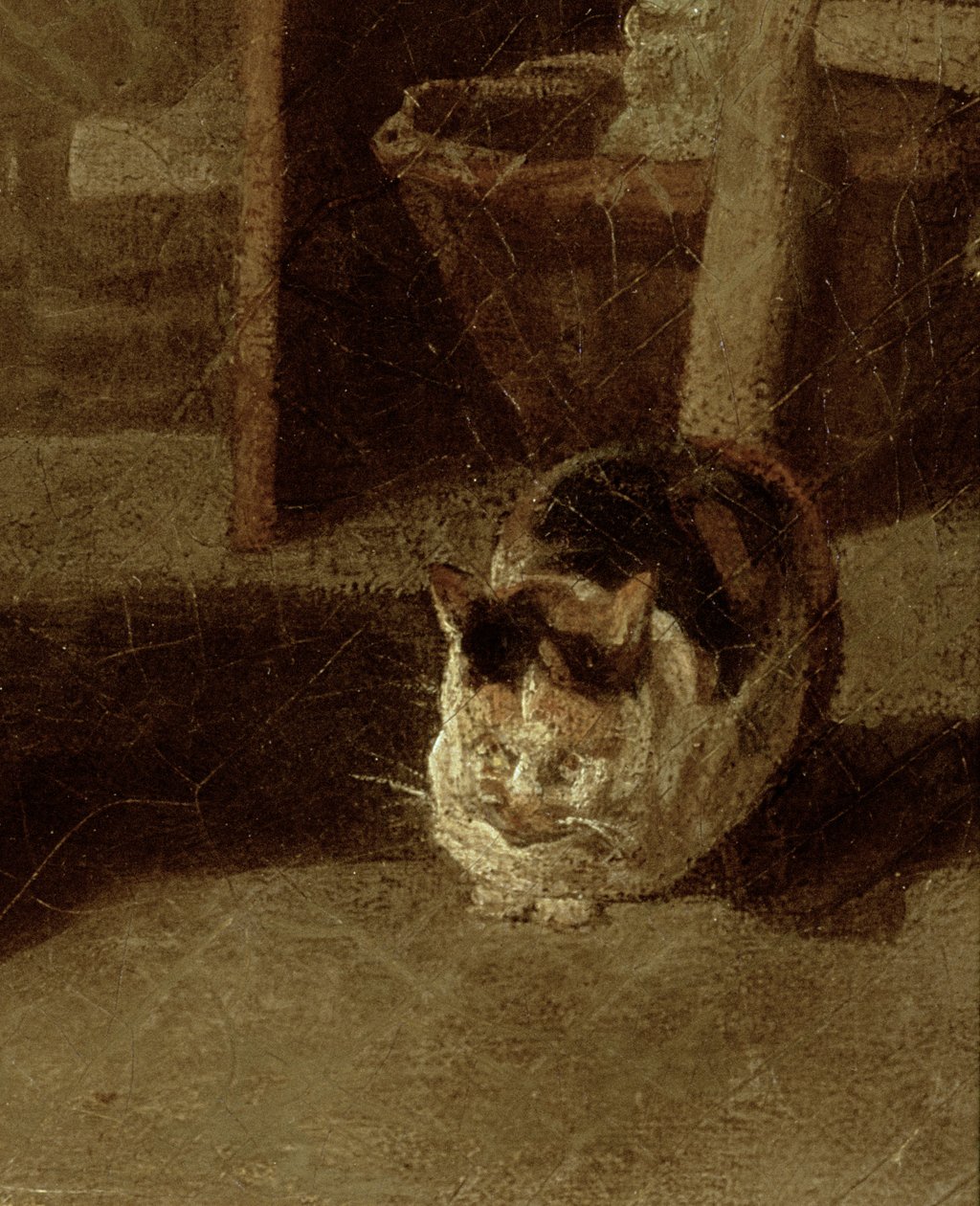 Pesula nainen öljy kankaalle yksityiskohta 89744:stä tekijältä Jean Baptiste Simeon Chardin