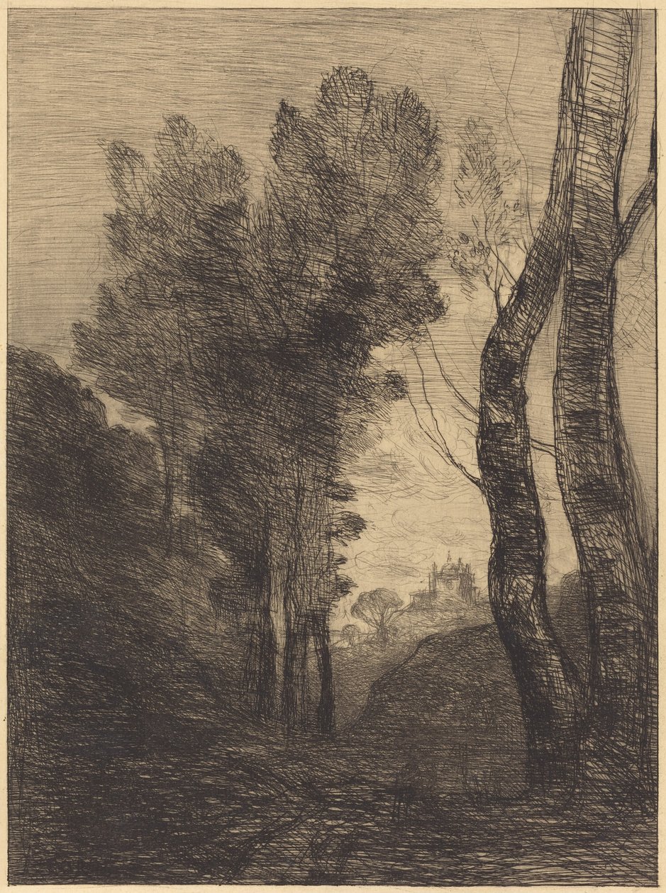 Rooman ympäristö (Environs de Rome) tekijältä Jean-Baptiste-Camille Corot
