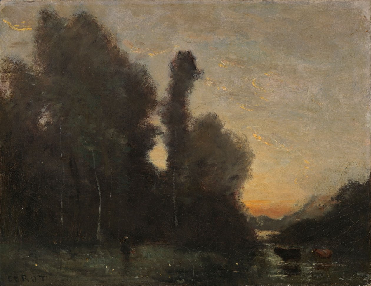 Maisema, iltatunnelma tekijältä Jean-Baptiste-Camille Corot
